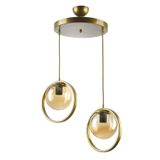 Modavize NİNA MODERN Salon - Mutfak - Yatak Odası METAL HALKALI KAPALI CAMLI İKİLİ AVİZE BAL 30 x 50