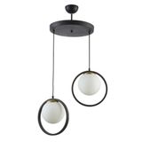 Modavize NİNA MODERN Salon - Mutfak - Yatak Odası METAL HALKALI KAPALI CAMLI İKİLİ AVİZE BEYAZ 30 x 50