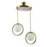 Modavize NİNA MODERN Salon - Mutfak - Yatak Odası METAL HALKALI KAPALI CAMLI İKİLİ AVİZE GOLD 30 x 50