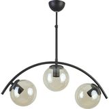Modavize Polo Modern Tasarım Cafe Mutfak Salon Siyah Renk Bal Camlı 3 Lü Avize - Siyah - Bal Rengi