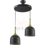 Modavize Reına Modern Tasarım Metal Başlık Tekli Ikili Üçlü Sıralı Avize - Siyah - 1