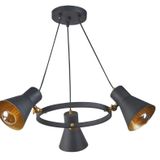 Modavize Rüzgar 3 lü Salon - Mutfak - Cafe retro rustik modern mafsallı siyah metal avize siyah 55 x 50