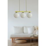 Modavize Sezar Beyaz Camlı Eskitme Modern Tasarım 3 Lü Avize - Gold - Beyaz