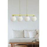 Modavize Sezar Beyaz Camlı Modern Tasarım 4 Lü Avize - Gold - Beyaz