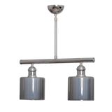Modavize Sima modern dekoratif Salon - Mutfak - Yatak Odası füme çift camlı sıralı 2 li krom avize krom 57 x 59