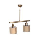 Modavize Sima retro rustik modern Salon - Mutfak - Yatak Odası eskitme çift bal camlı sıralı 2 li avize eskitme 57 x 59