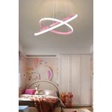 Modavize Sonya Modern Tasarım Çocuk Bebek Odası - Salon - Mutfak Pembe Renk Beyaz Ledli 2 Li LED Avize