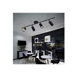 Modavize Spoti Modern Salon - Mutfak - Cafe Tasarım Siyah Renk Spot Ledli Sıralı 4 lü Avize Siyah