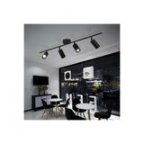 Modavize Spoti (SARI IŞIK) Modern Salon - Mutfak - Cafe Tasarım Siyah Renk Spot Ledli Sıralı 4 Lü Avize