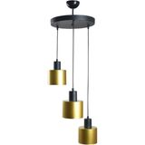 Modavize Teddy Özel Tasarım Modern Cafe Mutfak Salon Metal Siyah Gold 3 Lü Sarkıt Avize - Siyah - Gold