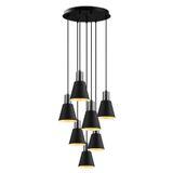 Modavize Tend özel tasarım Salon - Mutfak - Cafe modern metal siyah 7 li sarkıt avize siyah 35 x 50