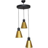 Modavize Trend Modern Tasarım Cafe Mutfak Salon Siyah - Gold Renk 3 Lü Avize