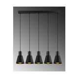 Modavize Trend özel tasarım Salon - Mutfak - Cafe modern metal siyah 5 li sıralı sarkıt avize siyah 80 x 130