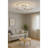 Modavize Troy Modern Tasarım Yatak Odası - Salon - Mutfak Gri Renk Beyaz Ledli 3 Lü Led Avize