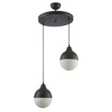 Modavize Vera modern Salon - Mutfak - Yatak Odası glop camlı 2 li sarkıt avize siyah 35 x 50