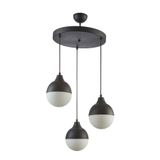 Modavize Vera modern Salon - Mutfak - Yatak Odası glop camlı 3 lü siyah sarkıt avize siyah 35 x 50