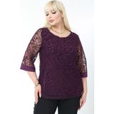 Modayız Büyük Beden Astarlı Mor Esnek Bluz 44B-2779 - 48 - 50