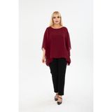 Modayız Büyük Beden Bordo Şifon Bluz 29E-2400 - 52 - 54
