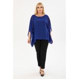 Modayız Büyük Beden Saks Şifon Bluz 3A-2403 - 48 - 50