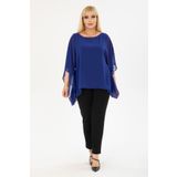 modayız Büyük Beden Saks Şifon Bluz 3A-2403
