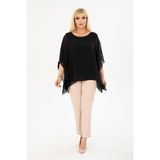 Modayız Büyük Beden Siyah Şifon Bluz 27F-2401 - 52 - 54