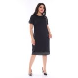 modayız Garnili Siyah Büyük Beden Elbise 25a-0983