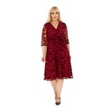 modayız Kruvaze Yaka Büyük Beden Bordo Abiye Elbise 36B-2407
