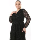 Modayız Kruvaze Yaka Büyük Beden Siyah Abiye Elbise 32A-2522 - 48 - 50