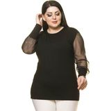 Modayız Parlak Puan Kol Büyük Beden Bluz 14B-1649 - 46 - Siyah