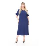modayız Yazlık Kısa Kol Esnek Büyük Beden Lacivert Elbise 16D-2659