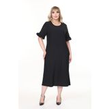 modayız Yazlık Kısa Kol Esnek Büyük Beden Siyah Elbise 8A-2655
