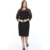 modayız Zebra Desen Flok Büyük Beden Elbise 15b-0896