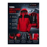 MODAZENGEL Erkek Kırmızı Termal Su Geçirmez Kayak Montu