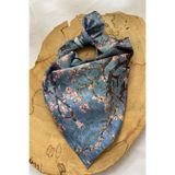 MODAZEY Badem Çiçeği -gri&mavi- Desenli Fular (47 CM*47 CM)