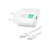 MODDESTORE iPhone ile Uyumlu GAN25 / USB-C TO Lightning Kablo Slim Kasa Hızlı Şarj Adaptörü ve Type-C to Lightning Kablo Seti (GAN25)