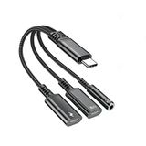Moddestore Type-C 3 İn 1 Ses Adaptör Kablosu 60W Hızlı Şarj Tipi C Erkek Çift Tip C 3.5Mm Kadın Dönüştürücü Kablosu Kulaklık Jakı Dongl