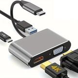 MODDESTORE USB-C Görüntü Dönüştürücü Adaptör 4K HDMI + VGA Çıkışlı Type-C to HDMI VGA Hub Laptop Tablet Telefon Ekran Yansıtma Monitör TV Projeksiyon Bağlantı Aparatı Plug & Play |