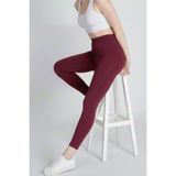 moddosa fashion Yüksek Bel Esnek Toparlayıcı Uzun Spor ve Günlük Tayt Bordo