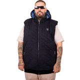 Mode Battal Beden Erkek Kapitone Yelek %100 Polyester Kısa Kol Lacivert Antık 5XL