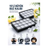 Mode Cool 15'li Büyük Buz Küpü Kalıbı | Silikon Buz Kalıbı | Kolay Çıkarılabilir | Dayanıklı Tasarım