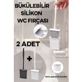 Mode Cool 2'li Siyah Beyaz Silikon Banyo Tuvalet Temizleme Fırçası Ve Yapışkanlı Tutucu Bükülebilir Wc Fırçası