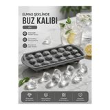 Mode Cool Kapaklı Elmas Buzluk | 18 Bölmeli Silikon Elmas Buz Kalıbı | BPA İçermez | Kolay Çıkarılabilir Buz Yapma Kalıbı