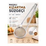 Mode Cool Maşalı Kızartma Süzgeci Paslanmaz Çelik İnce Fileli Yağ Süzme ve Servis Maşası