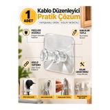 Mode Cool Şeffaf Yapışkanlı Priz ve Kablo Tutucu – Duvar Tipi Kablo Düzenleyici Organizer Aparatı