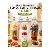 Mode Cool Taşınabilir Salata ve Yoğurt Kabı | Kaşıklı Çift Bölmeli Atıştırmalık Kabı | Sızdırmaz Yemek Saklama Kabı