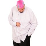 Mode XL 20384 Bej Keten Çizgili Erkek Gömlek