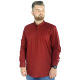 Mode XL 20388 Bordo Keten Likralı UKol Hakim Yaka Erkek Gömlek