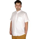 Mode XL 20389 Beyaz Keten Likralı Cepli Erkek Gömlek