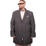 Mode XL 25750 Siyah Ekose Uzun Erkek Palto