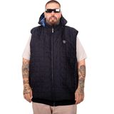 Mode Xl Battal Beden Erkek Kapitone Yelek U25717 Lacivert Süet - 4XL
